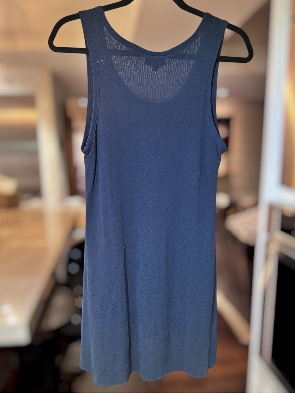 Petit Pois by Viviana G Navy Blue Stretchy Mesh Sleeveless Long Swing Top, L